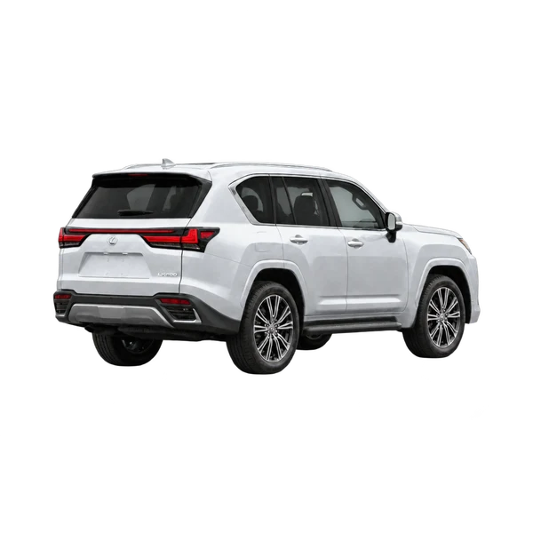 silver 2023 Lexus LX 600 rear three-quarter (facing right) view