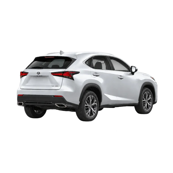 silver 2022 Lexus NX 300 rear three-quarter (facing right) view