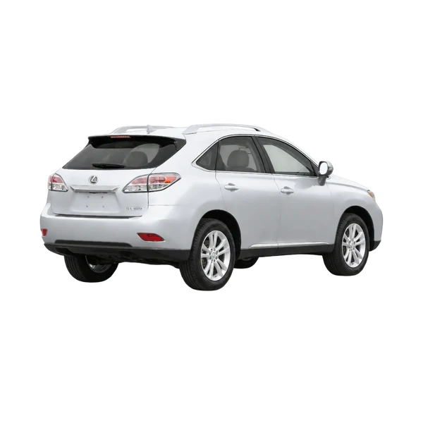 silver 2012 Lexus RX350 rear three-quarter (facing right) view