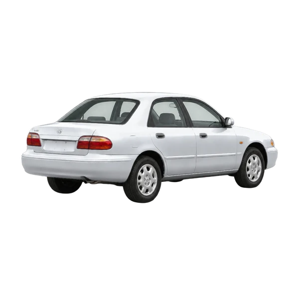 silver 1993 Mazda 626 rear three-quarter (facing right) view
