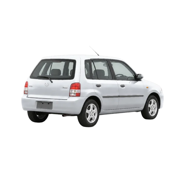 silver 2000 Mazda Demio rear three-quarter (facing right) view