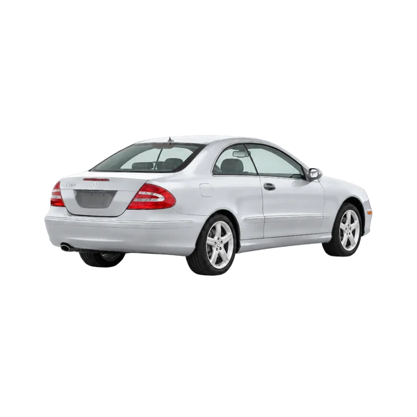 silver 2006 Mercedes-Benz CLK rear three-quarter (facing right) view