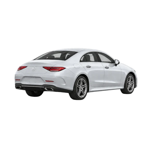 silver 2020 Mercedes-Benz CLS rear three-quarter (facing right) view