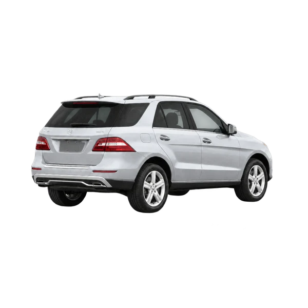 silver 2015 Mercedes-Benz M-Class rear three-quarter (facing right) view