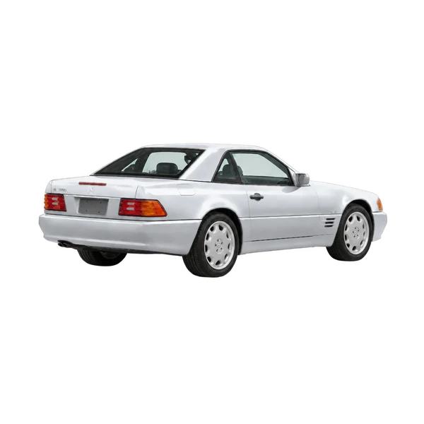 silver 1992 Mercedes-Benz SL rear three-quarter (facing right) view