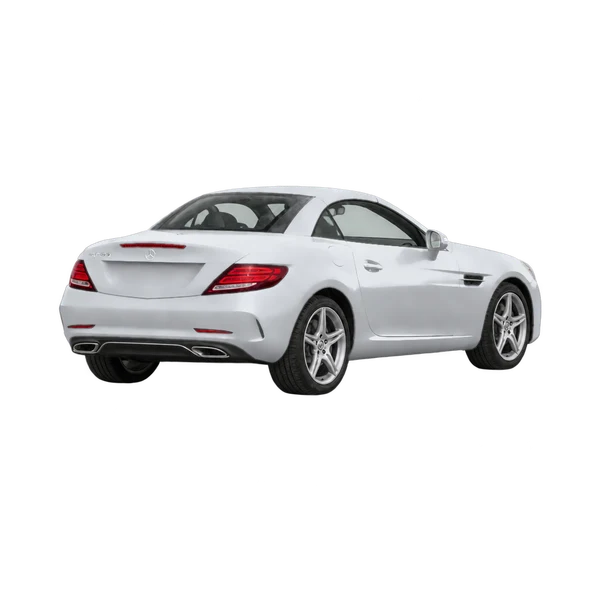 silver 2020 Mercedes-Benz SLC-Class rear three-quarter (facing right) view