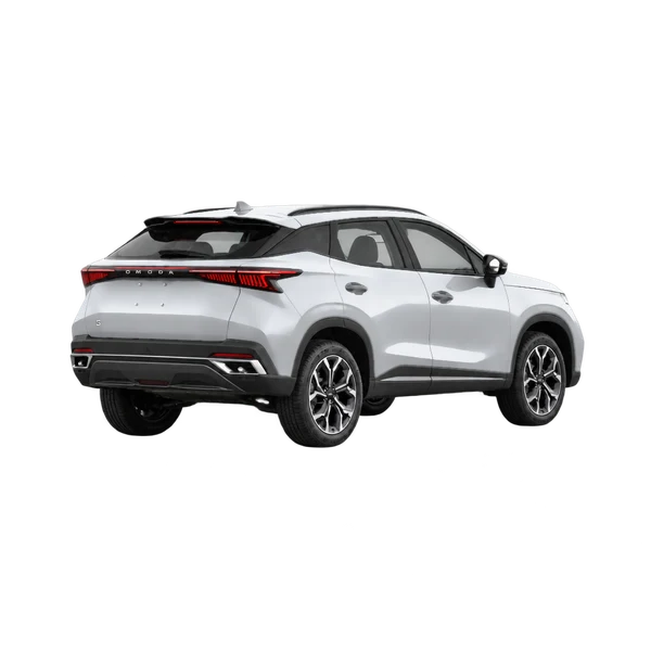 silver 2024 Omoda 5 rear three-quarter (facing right) view