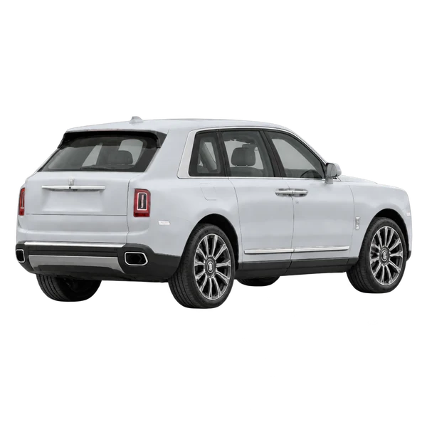 silver 2027 Rolls-Royce Cullinan rear three-quarter (facing right) view