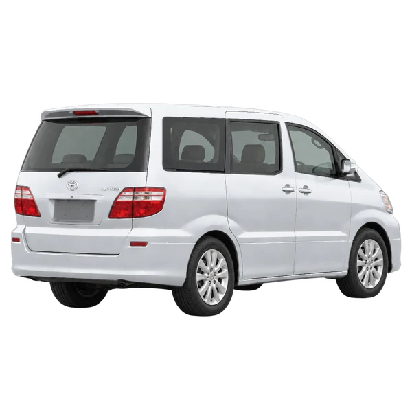silver 2002 Toyota Alphard rear three-quarter (facing right) view