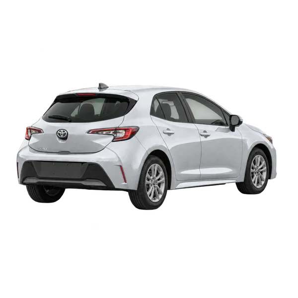 silver 2022 Toyota Corolla Hatchback rear three-quarter (facing right) view