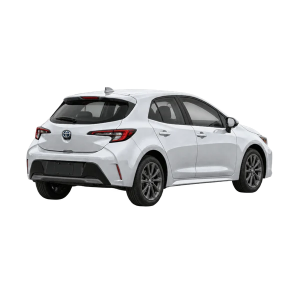 silver 2027 Toyota Corolla Hatchback rear three-quarter (facing right) view