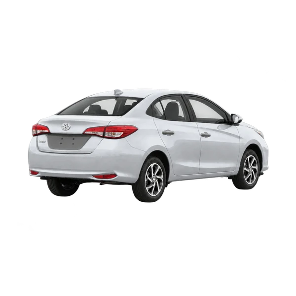 silver 2022 Toyota Vios rear three-quarter (facing right) view