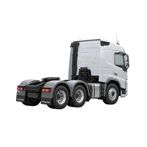 silver 2025 Volvo FM rear three-quarter (facing right) view