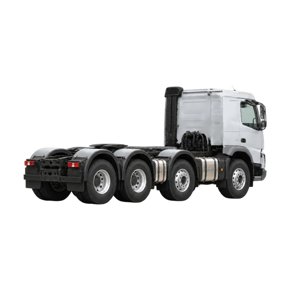silver 2024 Volvo FMX 460 10X4 rear three-quarter (facing right) view