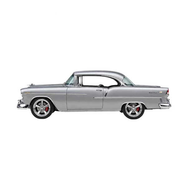 silver 2024 1955 Custom Belair 1955 Custom Belair side (facing left) view