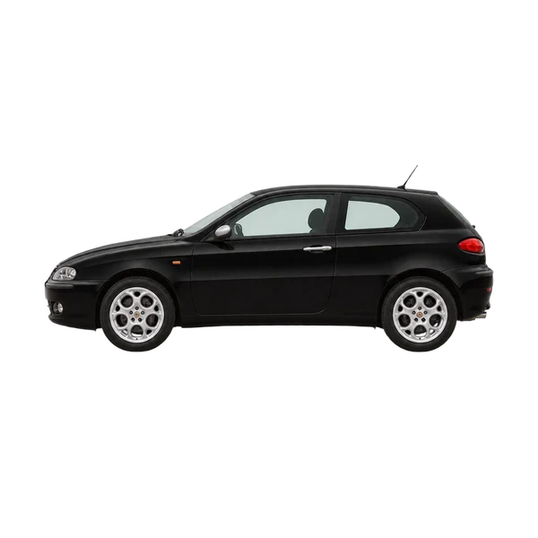 black 2000 Alfa Romeo 147 side (facing left) view