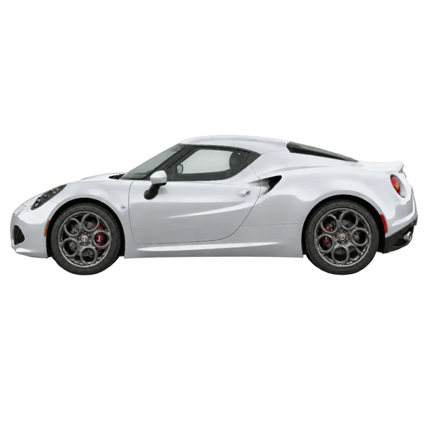 silver 2018 Alfa Romeo 4C side (facing left) view