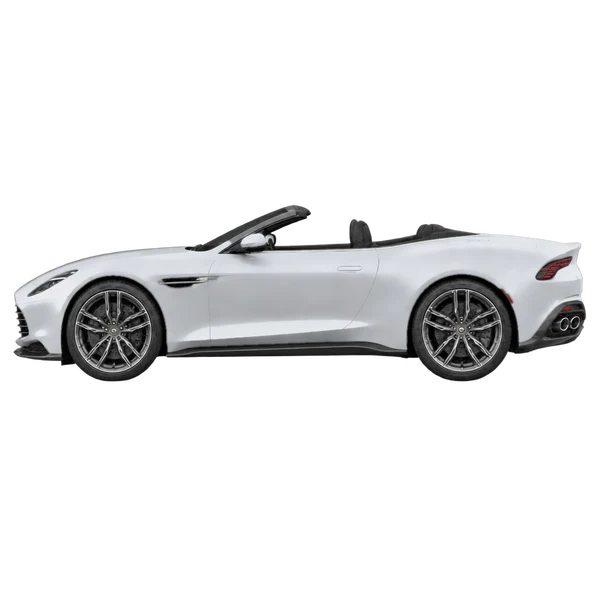 silver 2026 Aston Martin Vanquish Volante side (facing left) view