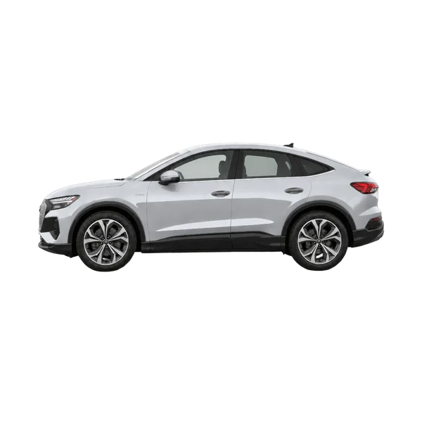 silver 2026 Audi Q4 Sportback 40 E-Tron side (facing left) view