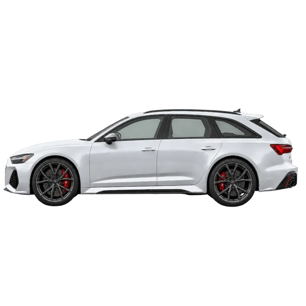 silver 2024 Audi RS6 side (facing left) view