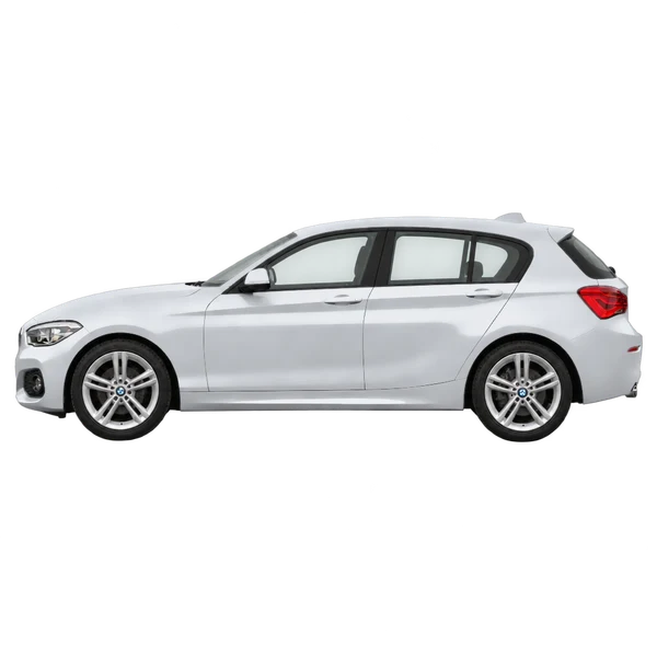 silver 2019 BMW 125I side (facing left) view