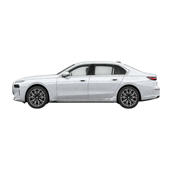 silver 2022 BMW i7 side (facing left) view