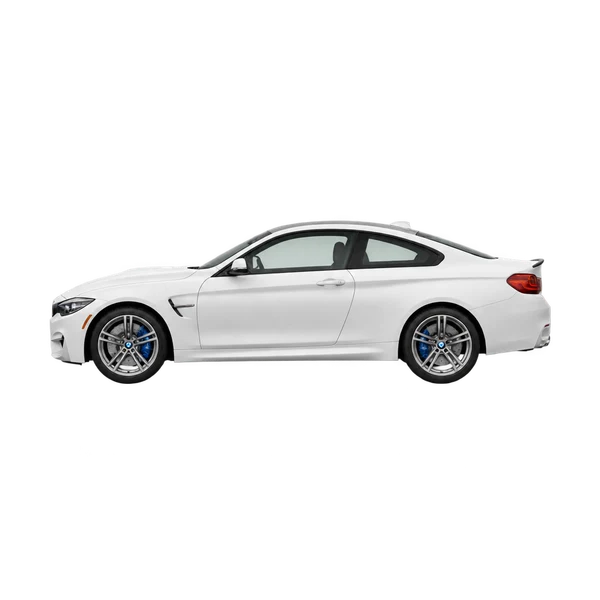 white 2018 BMW M4 side (facing left) view
