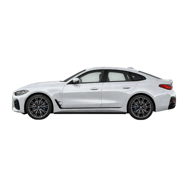 silver 2022 BMW M440i xDrive Gran Coupe side (facing left) view