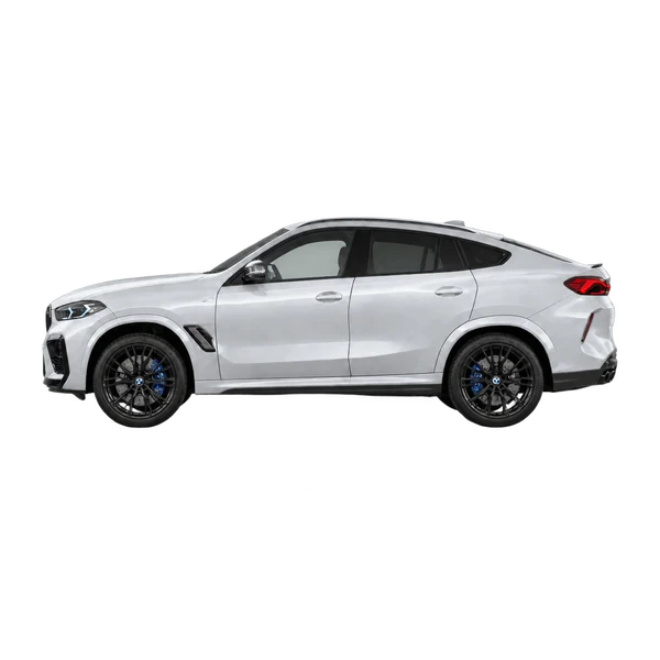 silver 2027 BMW X6 M Competition side (facing left) view