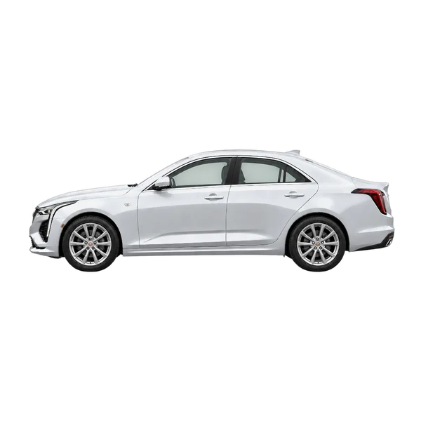 silver 2021 Cadillac CT4 side (facing left) view