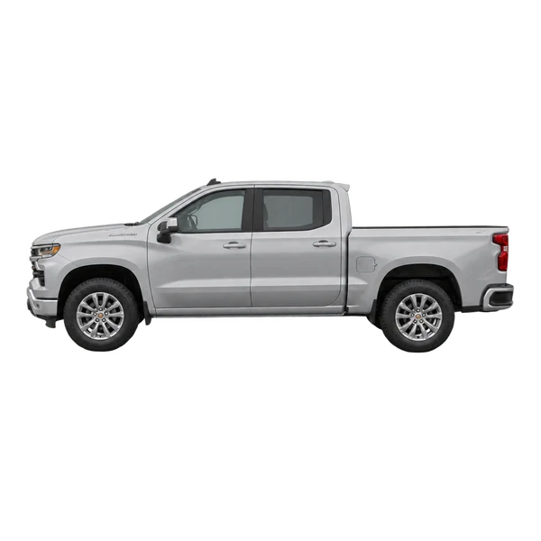 silver 2024 Chevrolet Silverado 1500 side (facing left) view