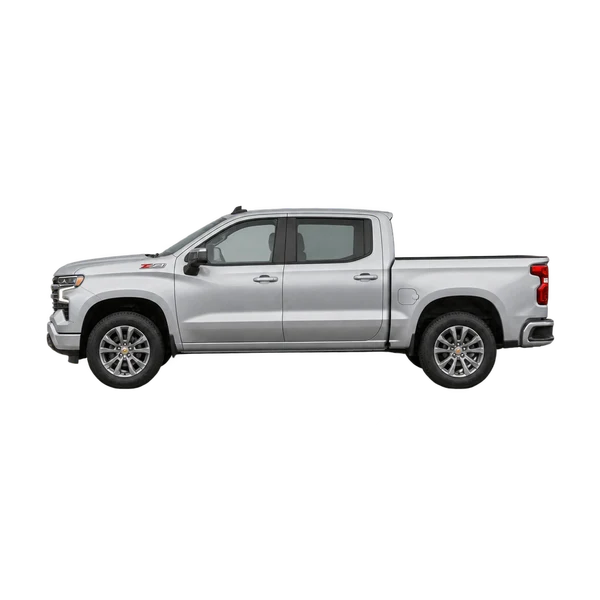 silver 2025 Chevrolet Silverado 1500 side (facing left) view