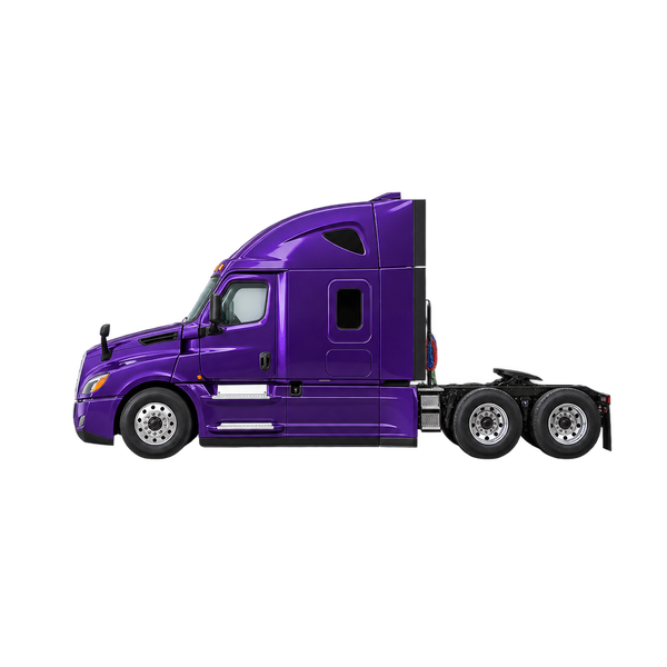 purple 2024 Freightliner Cascadia side (facing left) view