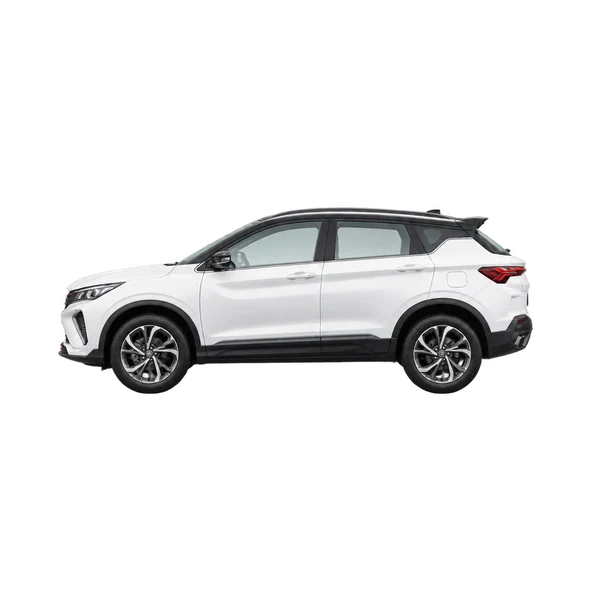 white 2024 Geely Coolray side (facing left) view