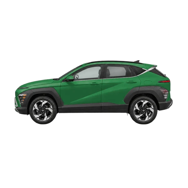 green 2027 Hyundai Kona side (facing left) view