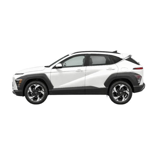 white 2027 Hyundai Kona side (facing left) view
