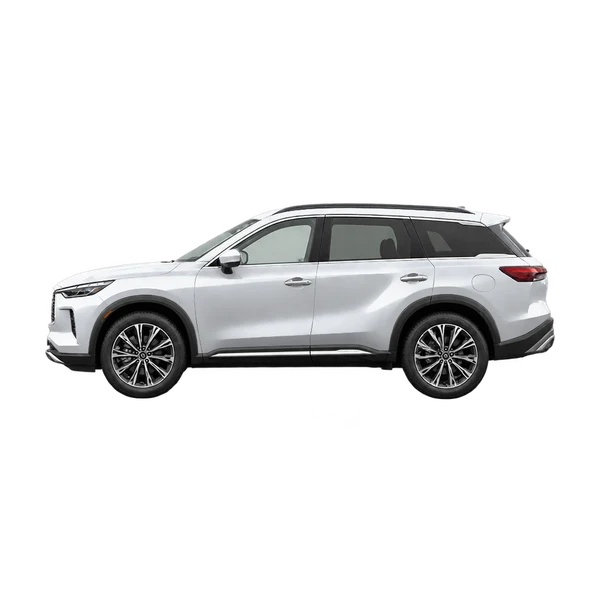 silver 2025 Infiniti QX60 side (facing left) view