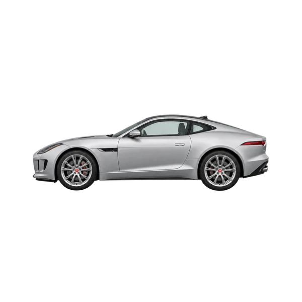silver 2019 Jaguar F-Type side (facing left) view
