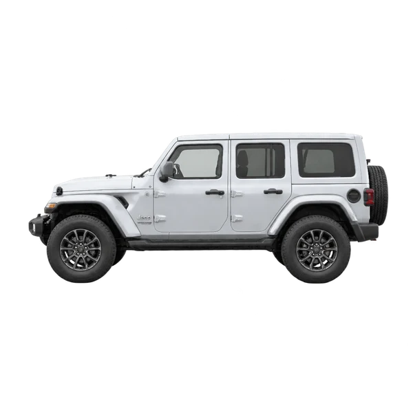 silver 2024 Jeep Wrangler Unlimited side (facing left) view
