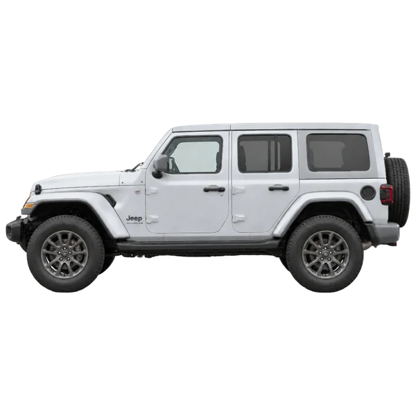 silver 2025 Jeep Wrangler Unlimited side (facing left) view