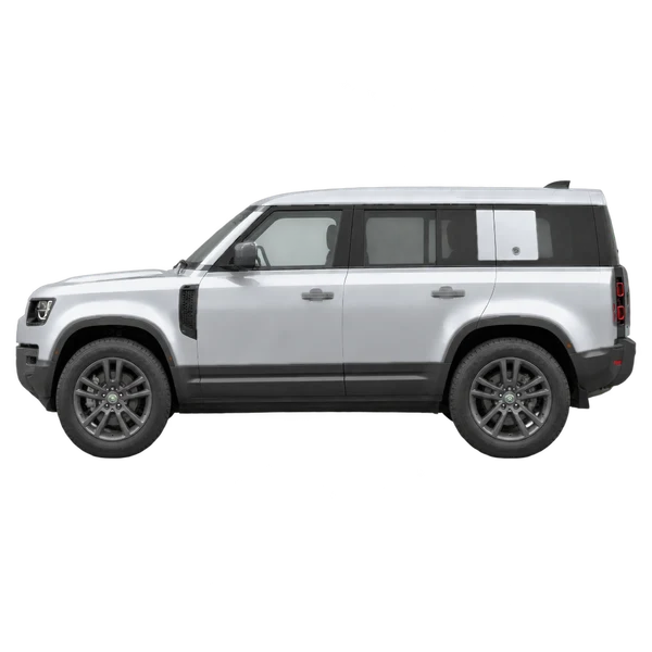silver 2023 Land Rover Defender side (facing left) view