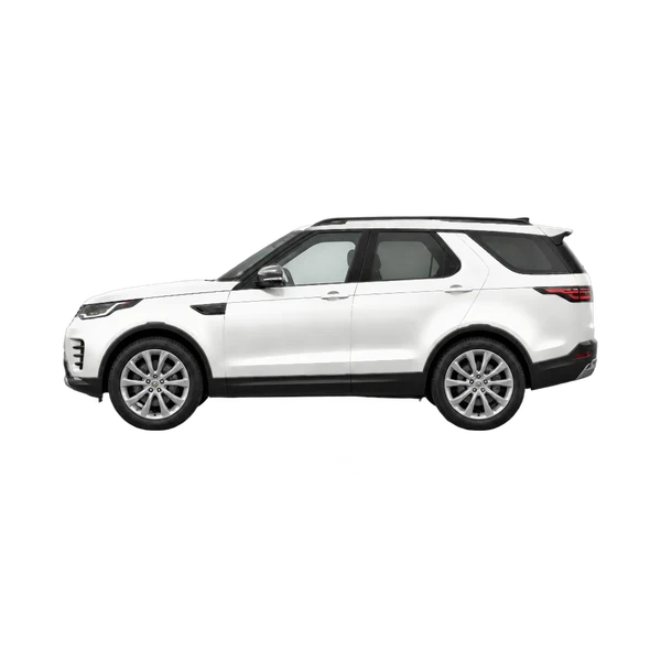 white 2027 Land Rover Discovery side (facing left) view