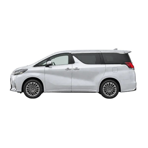silver 2021 Lexus LM side (facing left) view