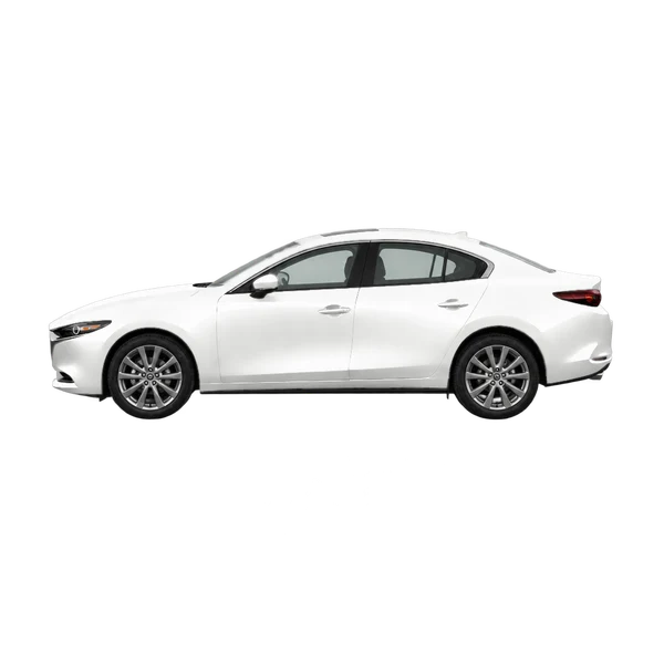 white 2026 Mazda 3 side (facing left) view