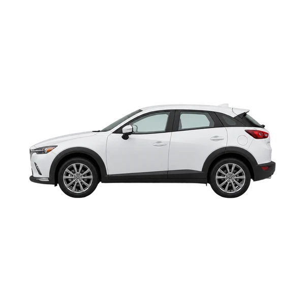 white 2017 Mazda CX-3 side (facing left) view