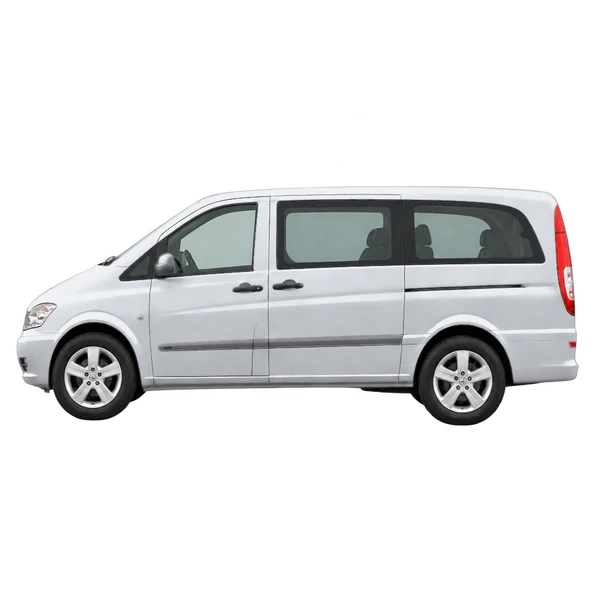 silver 2009 Mercedes-Benz Vito side (facing left) view
