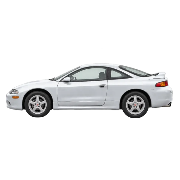 silver 1996 Mitsubishi Eclipse side (facing left) view