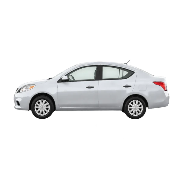silver 2013 Nissan Versa side (facing left) view