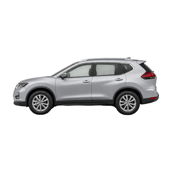 silver 2017 Nissan X-Trail side (facing left) view