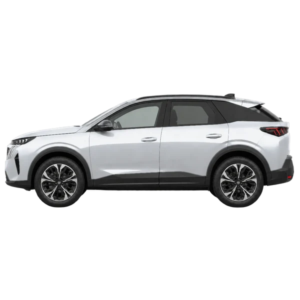 silver 2025 Peugeot 3008 Allure Hybrid side (facing left) view